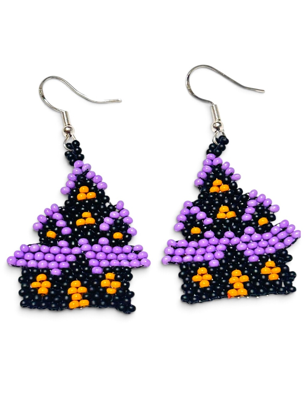 GrandmaMia Handmade Halloween Haunted House Miyuki Glass Seed Beaded Earrings